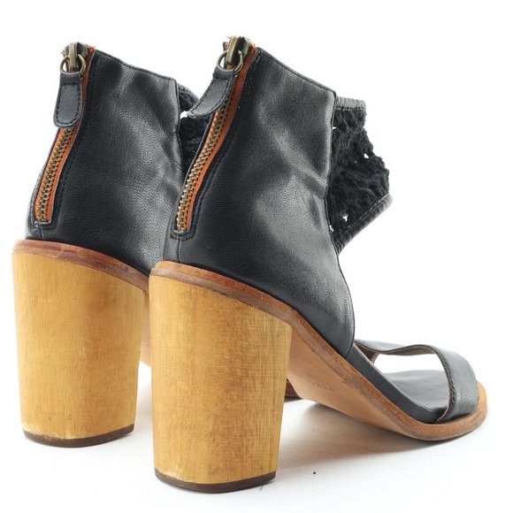 FIEL Anthropology Zip Back Heeled Sandal Women's 6 Black Leather - Picture 10 of 16